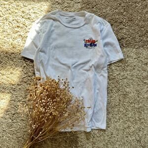 True Religion White T-shirt Tee Shorts Sleeve Big Logo Size M